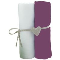 DRAP HOUSSE MATELAS BABYCALIN 2 Draps Housse Bébé Blanc Violine 70 x 1 DRAP HOUSSE MATELAS BABYCALIN 2 Draps Housse Bébé Blanc Violine 70 x 1