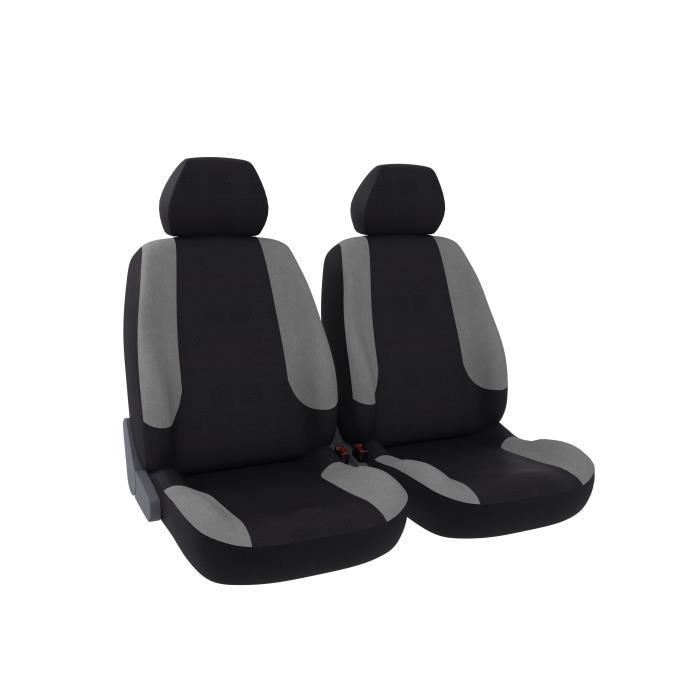 DBS Teo Jeu de 2 Housses Universelles Sièges Avant en Polyester Noir et Gris Clair