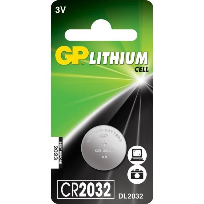 GPBM Piles bouton Lithium CR2032 - blister de 1 pile