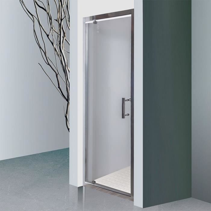 CREAZUR Porte de douche pivotante réversible 6 mm - Nerina - 80 x 190 cm