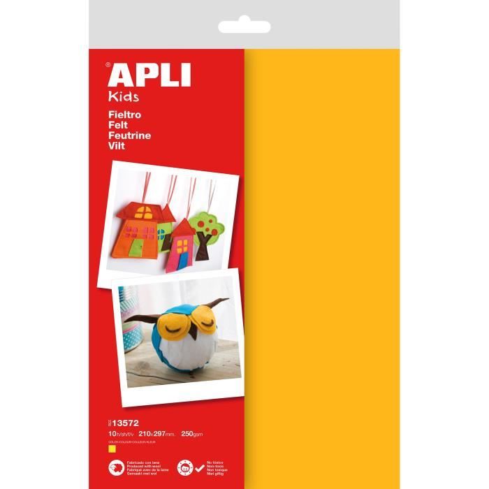 APLI Sachet de 10 feuilles de feutrine - jaune