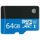 Carte Mémoire Micro SD 64Go(Bleu Noir + Adaptateur