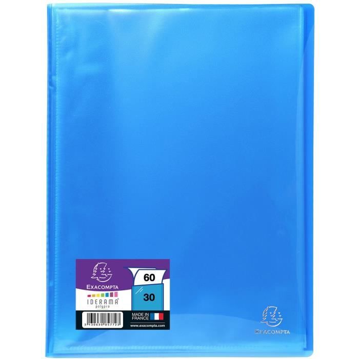 EXACOMPTA - Protège documents soudé - 21 x 29,7 - 60 vues - Pochettes crital lisses - Turquoise