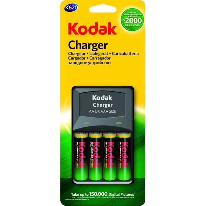 KODAK Chargeur K620E 4 slot LR06/AA orLR03/AAA Ni-MH batterie + 4 LR06/AA