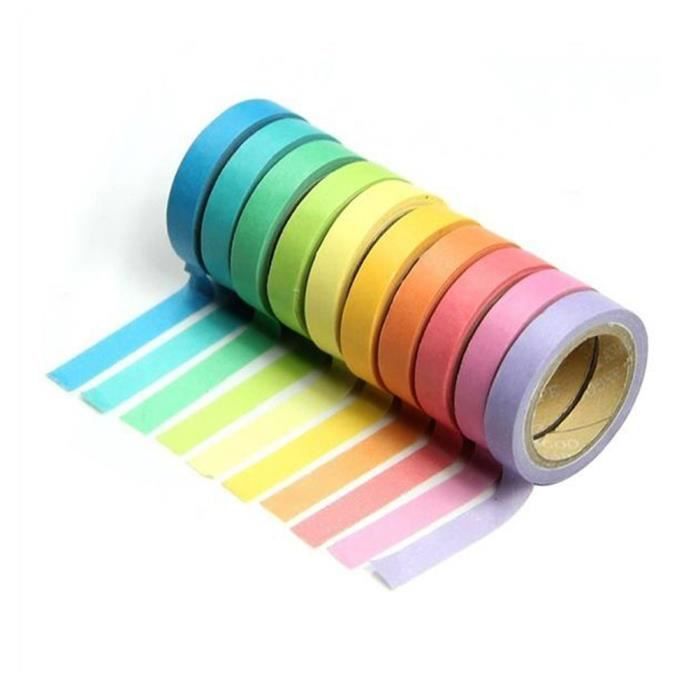 10 rouleaux de ruban adhésif de couleur washi décoratif bricolage