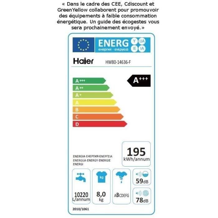  W8436 - Lave linge 8 Kg - 1400 tours - A+++3