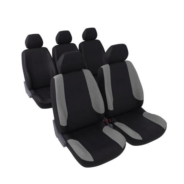 DBS Teo Jeu Complet de Housses Universelles pour Monospace 5 Sièges en Polyester Noir et Gris