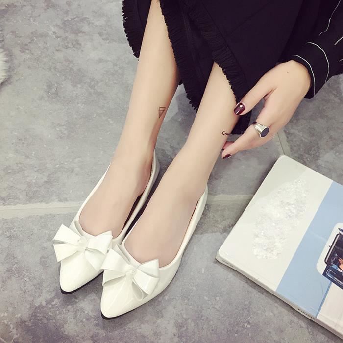 Pointu Bow Toe Femmes Flats Femme Plates Pour Fashion Ballerines Blanc Chaussures CdorxeB