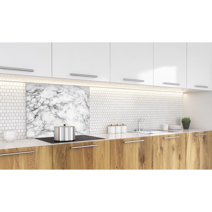 Fond de hotte "Texture marbre blanc"1