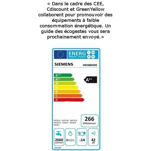  SN558W02ME -Lave vaisselle encastrable-14 couverts-Très2