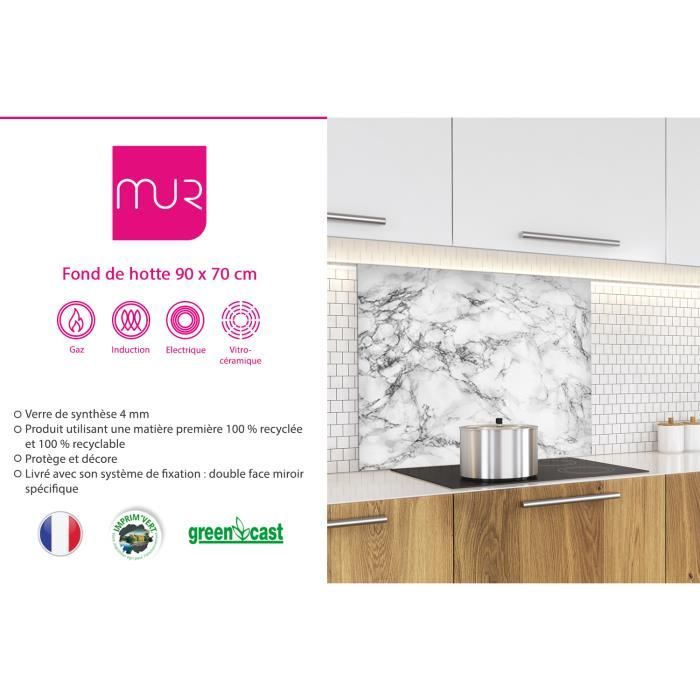 Fond de hotte "Texture marbre blanc"3