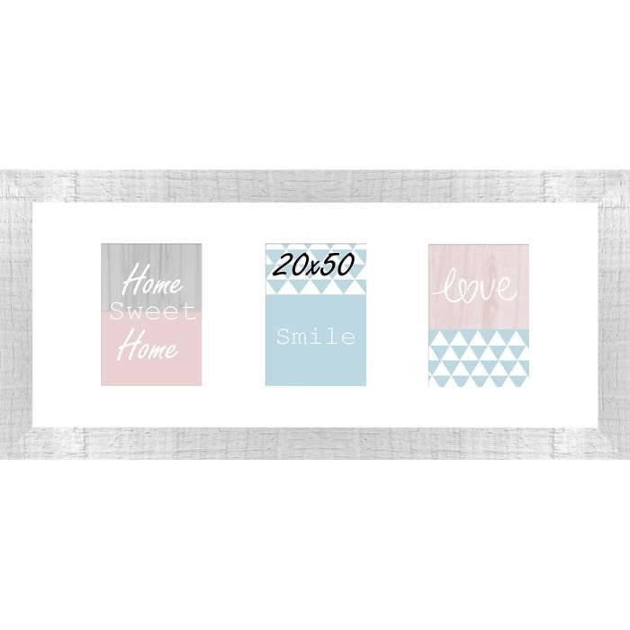 Cadre multivue Ds - 3 vues - MDF - 20x50 cm - Blanc
