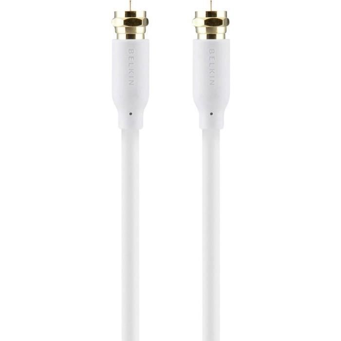 BELKIN Câble Antenne M/M 2m Satellite F Type 110dB - Blanc