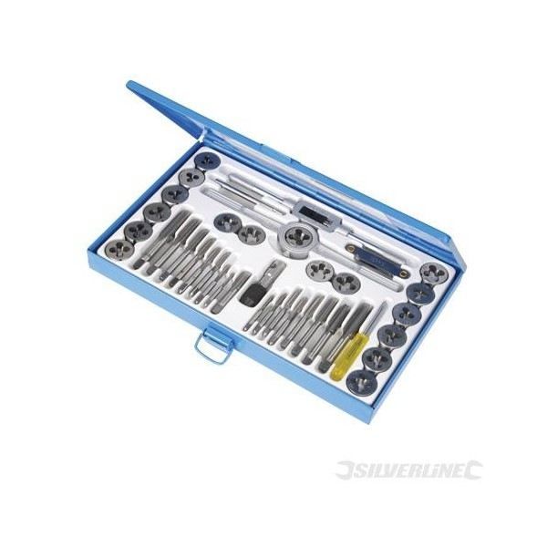 SILVERLINE Coffret Expert - 40 tarauds et filières - Plastique robuste
