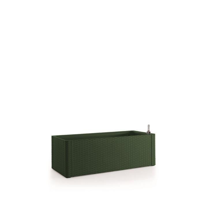 STEFANPLAST Bac à fleurs rectangulaire Natural Delux - 100 x 43 x 33 cm - 90 + 6,5 L dans la réserve - Vert pin