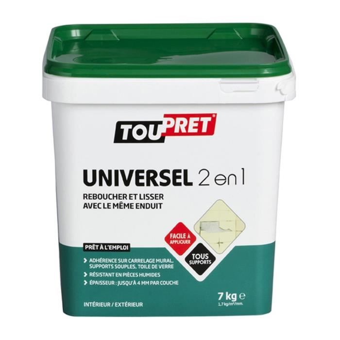 TOUPRET Enduit pâte Universel 2 en 1 avec spatule incluse 7 kg