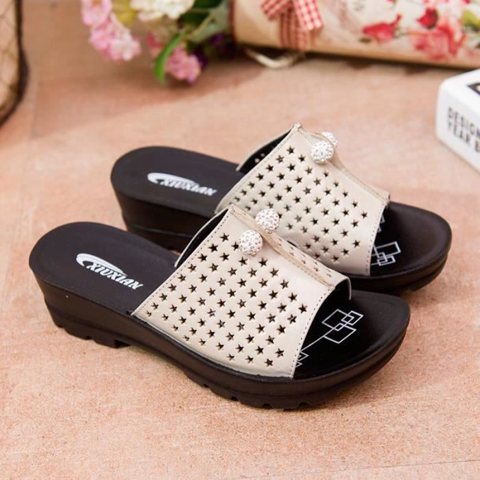 BABOUCHE,Été, Chaussures mamans, Talon de pente, Antidérapant, Femme, Mode BABOUCHE,Été, Chaussures mamans, Talon de pente, Antidérapant, Femme, Mode