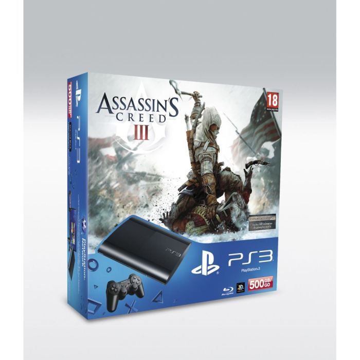 PACK PS3 SLIM NOIRE 500 GO + ASSASSINS CREED 3   Achat / Vente