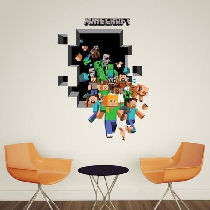 Minecraft Stickers Muraux Cartoon Autocollants Sticker Mural Enfant