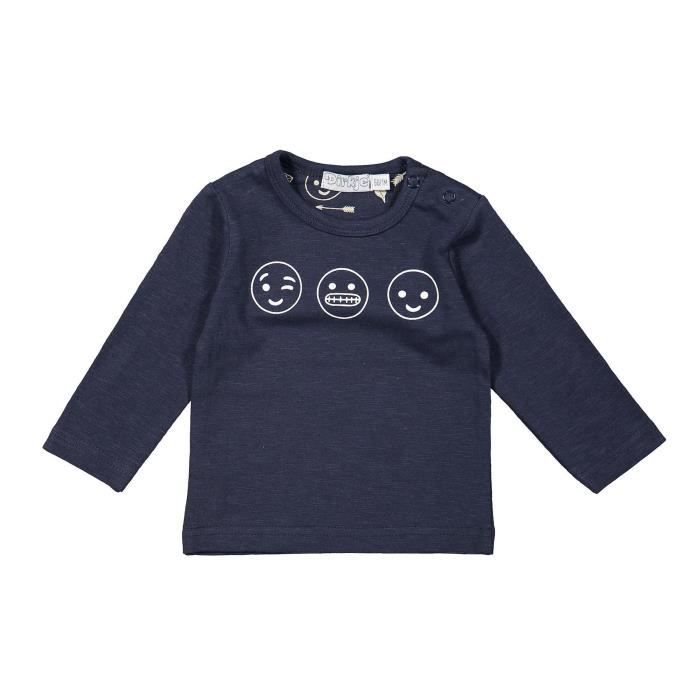 DIRKJE T-shirt avec 3 Smileys Bleu Marine Bébé Garçon