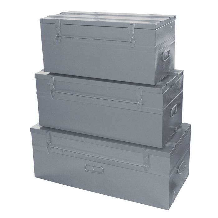 COGEX Lot de 3 malles métal vides 70/100/139L
