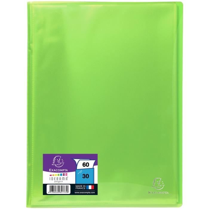EXACOMPTA - Protège documents soudé - 21 x 29,7 - 60 vues - Pochettes crital lisses - Vert anis