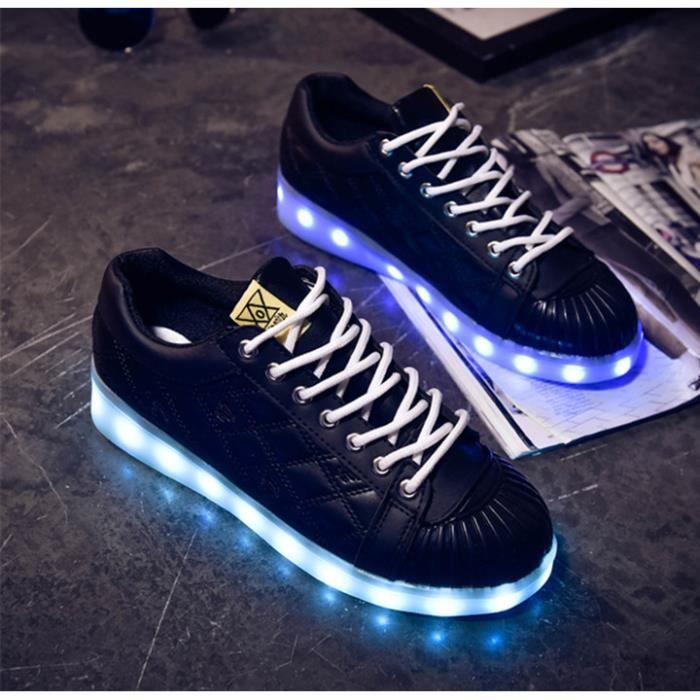 Couleurs Basket Achat 7 Lumineuse Noir LED Chaussure Femme n0wPkO