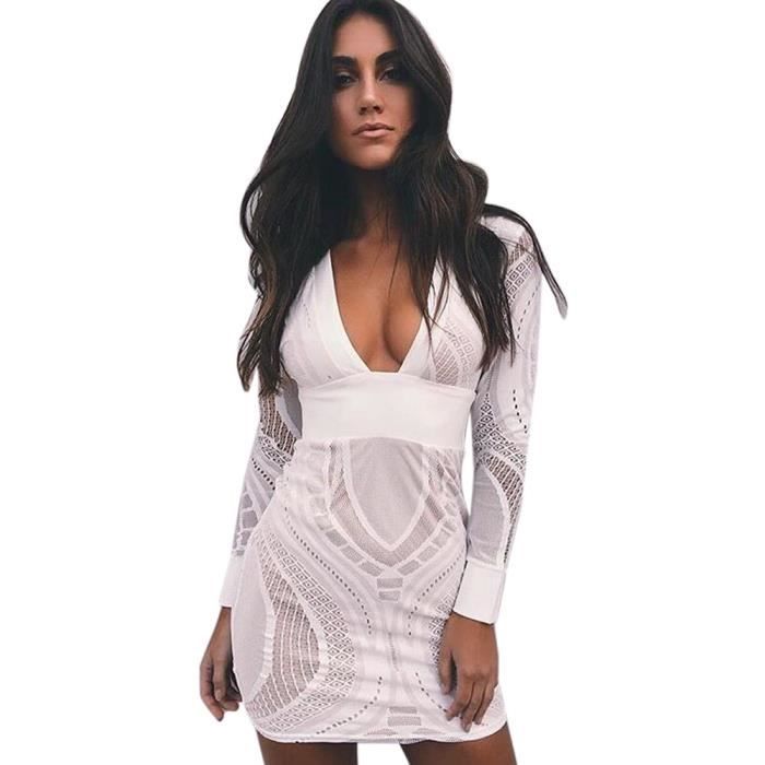 Longues Femme Mode Ladie Moulante Dedasing® Manches À Du Robe Sexy O0qCc5wx