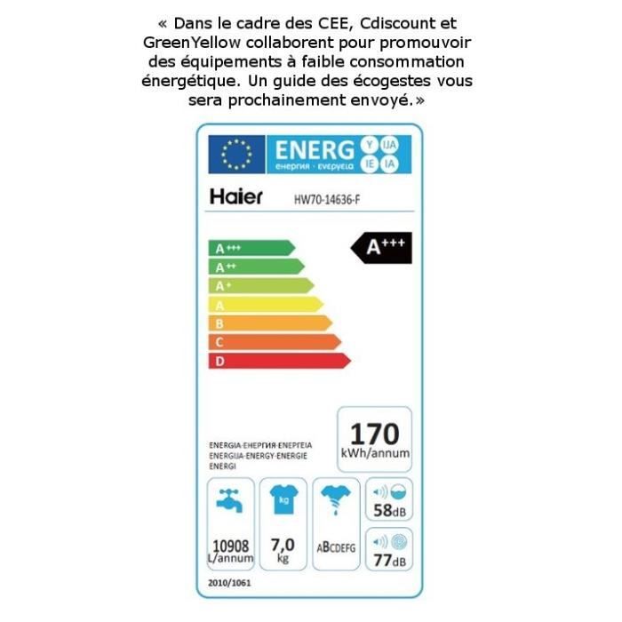  W7436 - Lave linge frontal - 7Kg - 1400 tours2