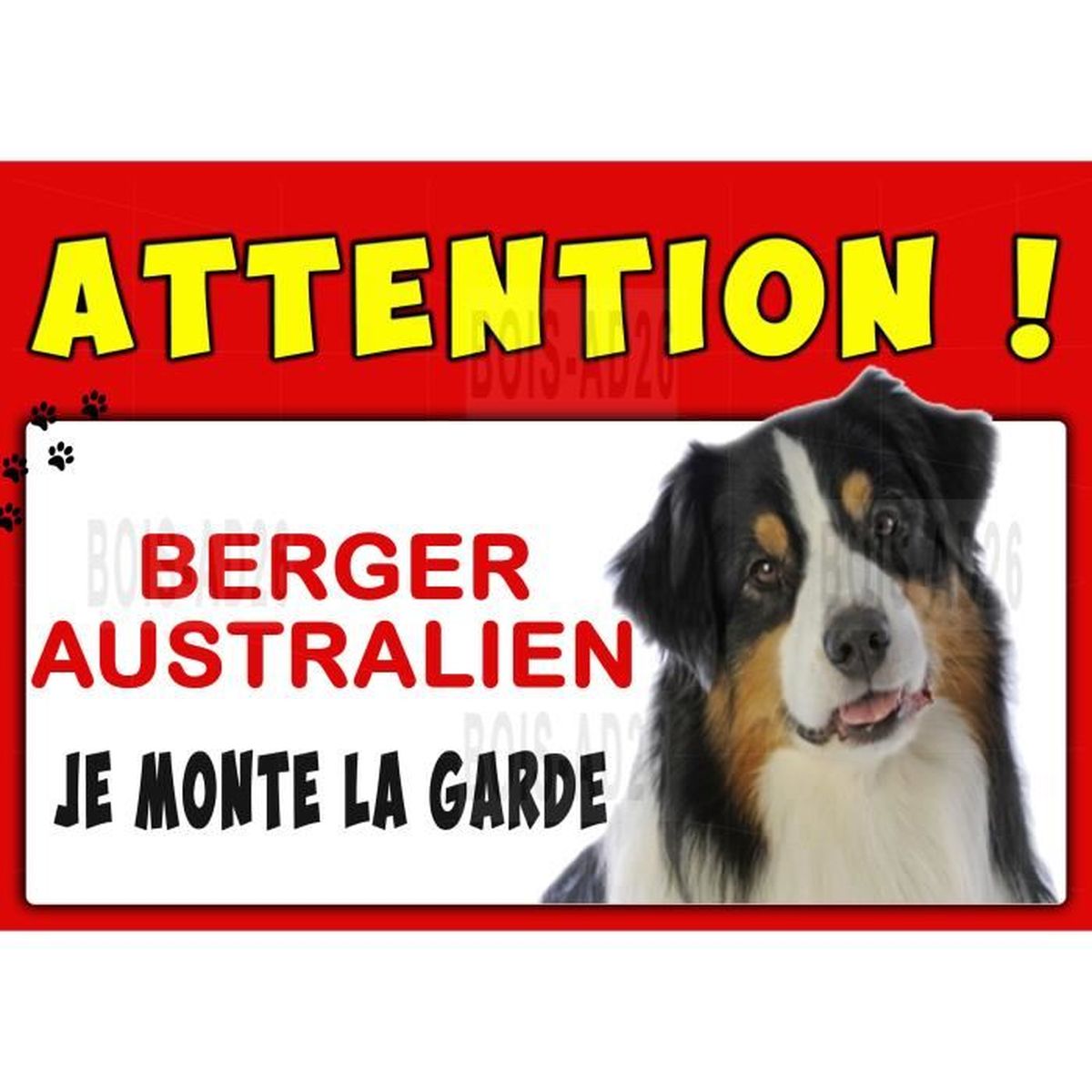 Plaque Humour Berger Australien 'Je Ne Suis Pas Vegan' - Aluminium 15x20cm - Déco Maison, Panneau Montre La Garde