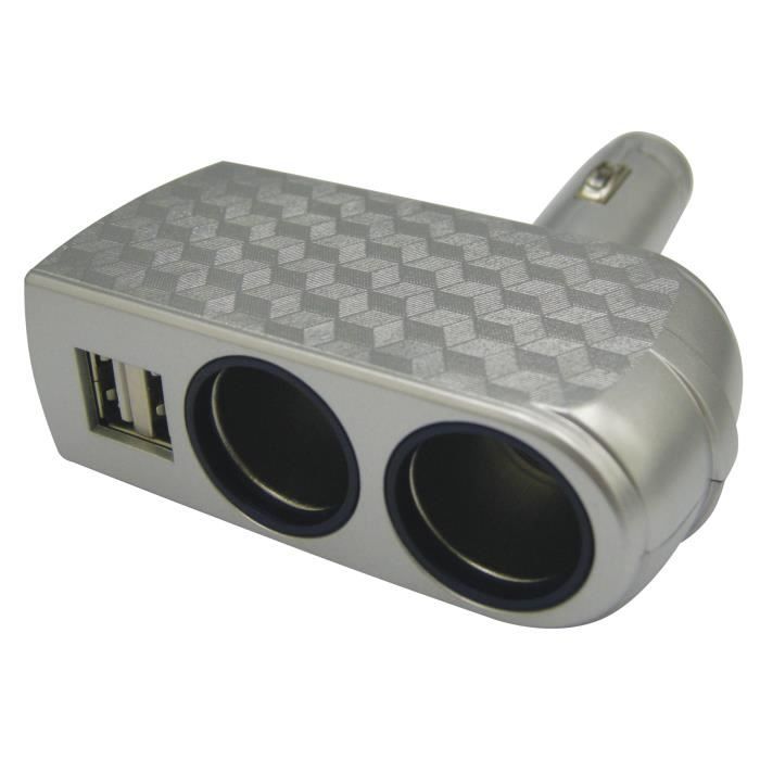 M500 Double prise allume cigare 12 / 24 V et 2 USB 3,1 A