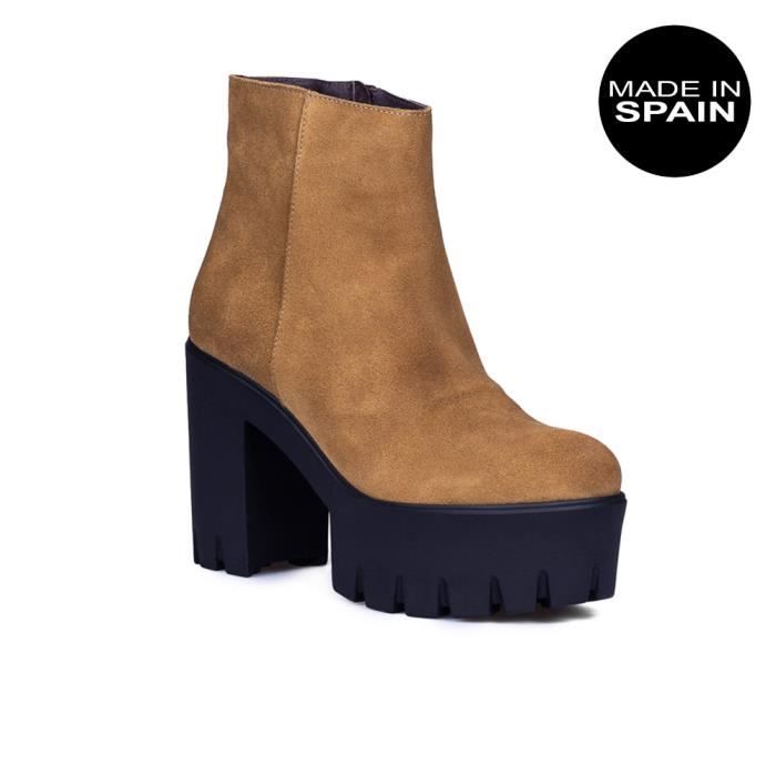 Talon Cadré Latéral À Ayez Éclair Semelle Avec Platorma Intérieure Gomme Et De Fermeture Cuir Noir Botin 8RIAtwq