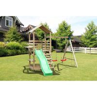 BALANÇOIRE - PORTIQUE Air de jeux en bois très complet avec 2 balançoir BALANÇOIRE - PORTIQUE Air de jeux en bois très complet avec 2 balançoir
