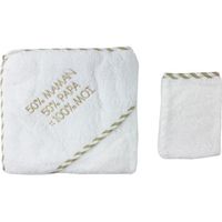SORTIE DE BAIN Parure de bain pour bébé blanc et beige - Maman Pa SORTIE DE BAIN Parure de bain pour bébé blanc et beige - Maman Pa