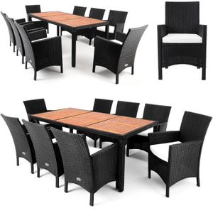 Salon de jardin en polyrotin - 17pcs - Plateau en bois d\'acacia ... Salon de jardin en polyrotin - 17pcs - Plateau en bois d\'acacia ...