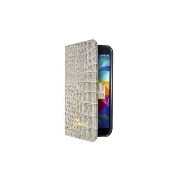 GUESS Etui à rabat pour Samsung Galaxy S5 mini - Effet croco - Beige