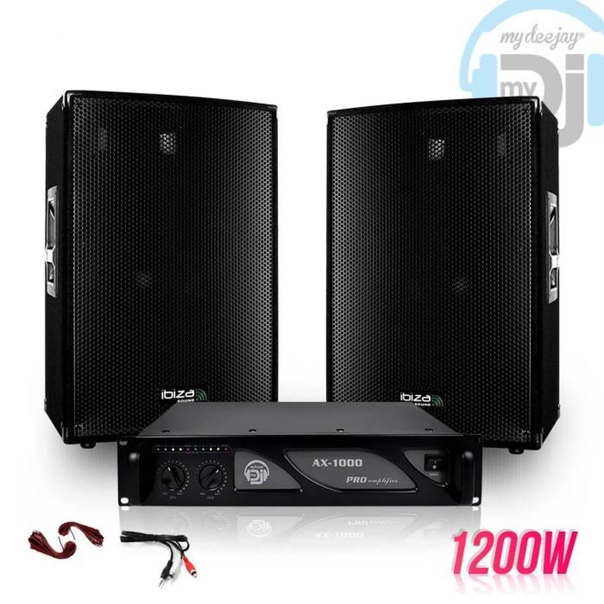 Pack Sono IBIZA SOUND 1200W - 2 Enceintes 600W + 2 Pieds | Idéal Fêtes, Anniversaires, Soirées