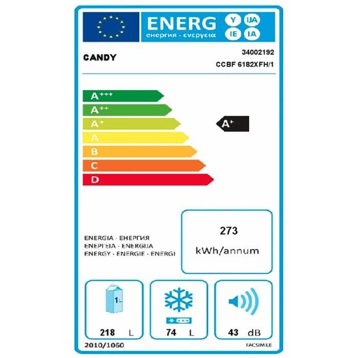 Réfrigérateur CANDY CCBF6182WFH11