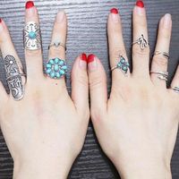 BAGUE - ANNEAU 9PCS - Set Argent Punk Vintage Anneau Femmes Rétro BAGUE - ANNEAU 9PCS - Set Argent Punk Vintage Anneau Femmes Rétro
