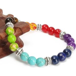 BRACELET , GOURMETTE 7 Chakra 8mm Perles Bracelet Pierre Améthyste Boud