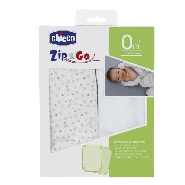 CHICCO Draps Housse Zip & Go Lot de 2 light grey