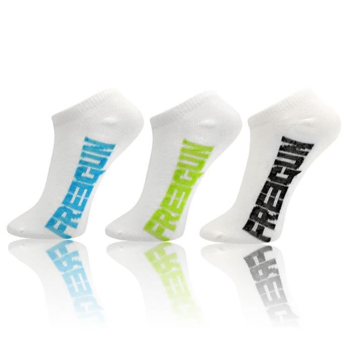 FREEGUN Lot de 3 paires de chaussettes Boyz Sneakers - Blanc Bleu