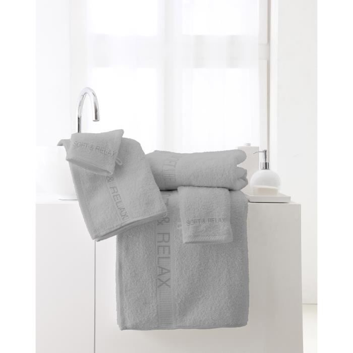 TODAY Lot de 2 serviettes + 1 drap de bain + 3 gants de toilette - Pack éponge brodée \