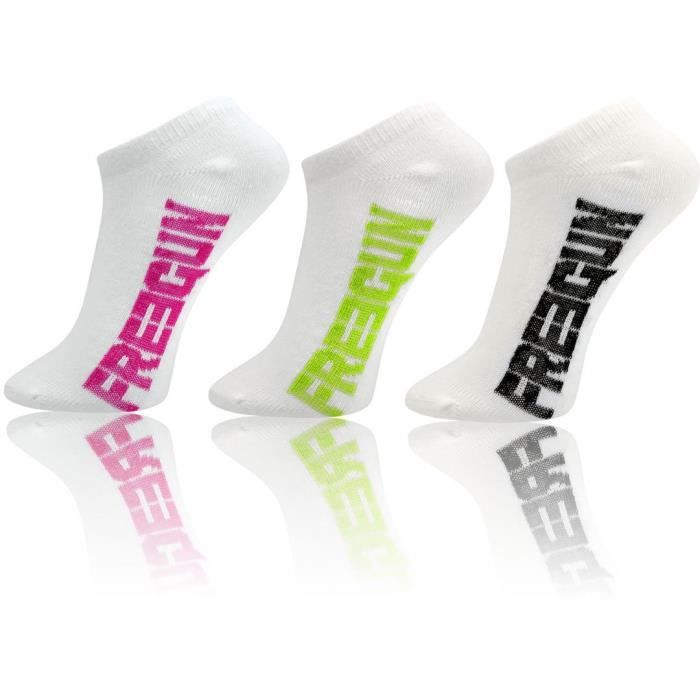 FREEGUN Lot de 3 paires de chaussettes Boyz Sneakers - Blanc Rose