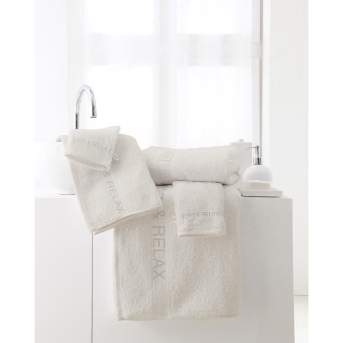 TODAY Lot de 2 serviettes + 1 drap de bain + 3 gants de toilette - Pack éponge brodée \