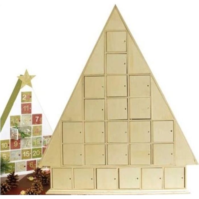 Chalet calendrier de l'avent bois à poser 31 x 34 x 7 cm France