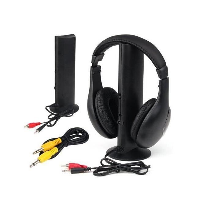 Casque Sans Fil 5 En 1 Stéréo Avec Fm Intégrée Pour Pc Tv