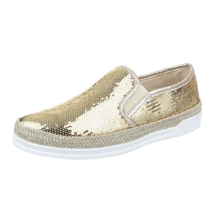 Femme Mocassin Basse Or Jaune Chaussure rouge noir rqrfEawC4