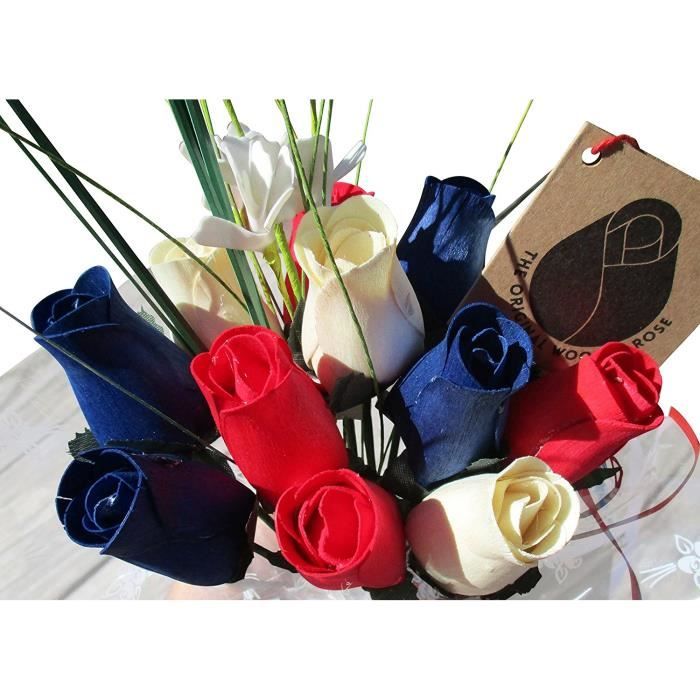 50 Ans Anniversaire Or Et Blanc Bouquet De Fleurs La Rose Originale En Bois Bourgeon Fermé 1 Dozencd 1310