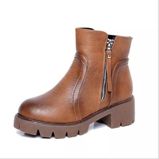 En Cuir Bjyg Talon Automne xz019marron36 Épais Femmes Bottes Bottines Hiver wXqAnY